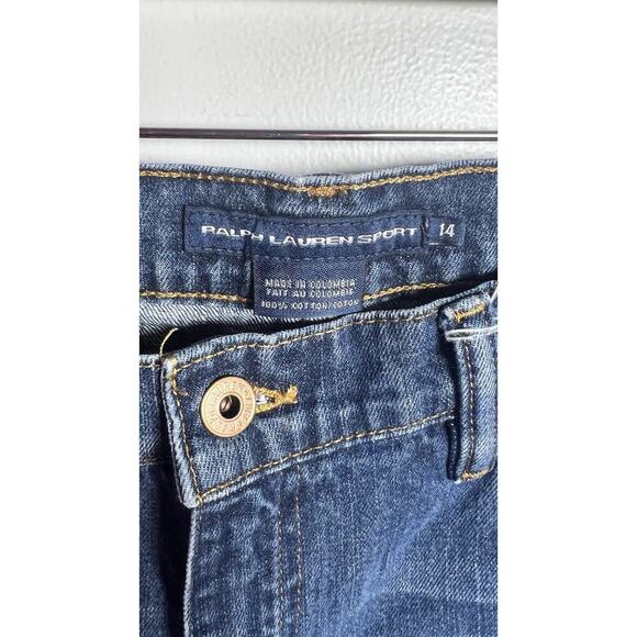 RALPH LAUREN SPORT Womens Medium Wash Distressed Denim Blue Jean Shorts Size 14 - Picture 4 of 7
